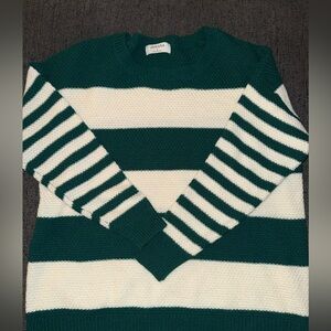 Zenana Outfitters Teal and Cream Knit Sweater